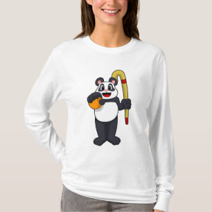 Camiseta Panda no Hockey com Taco de Hóquei
