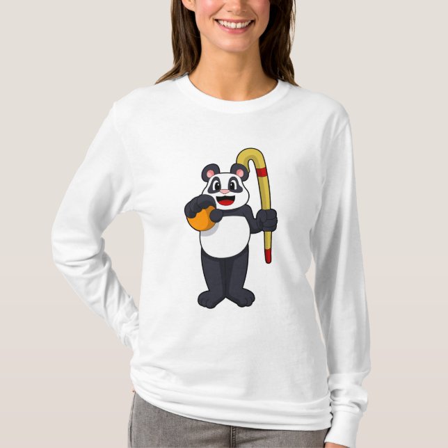 Camiseta Panda no Hockey com Taco de Hóquei (Frente)
