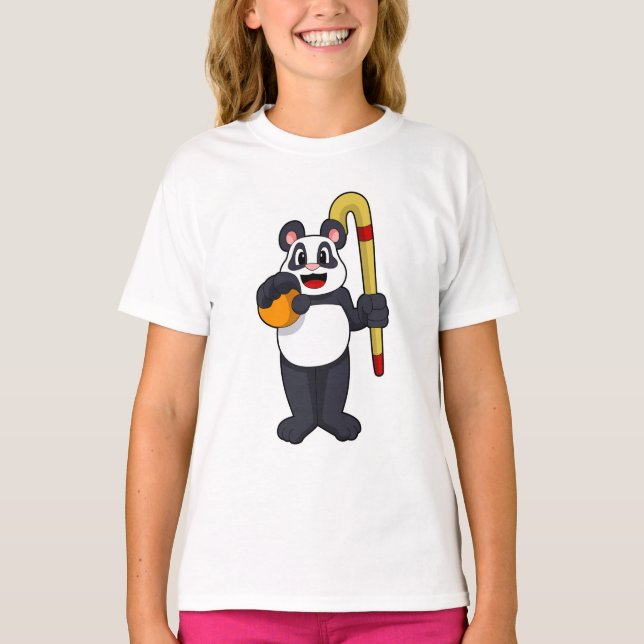 Camiseta Panda no Hockey com Taco de Hóquei (Frente)