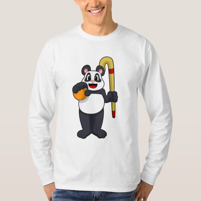Camiseta Panda no Hockey com Taco de Hóquei (Frente)