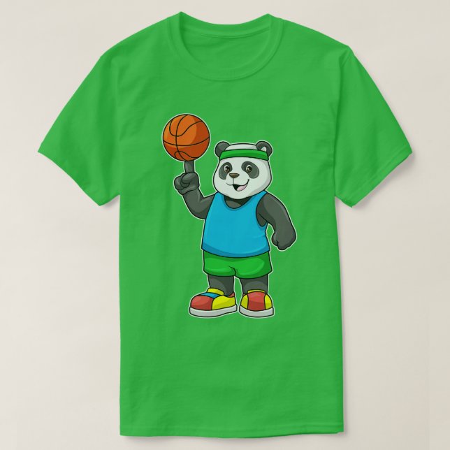Camiseta Panda nos Esportes com Basquetebol (Frente do Design)