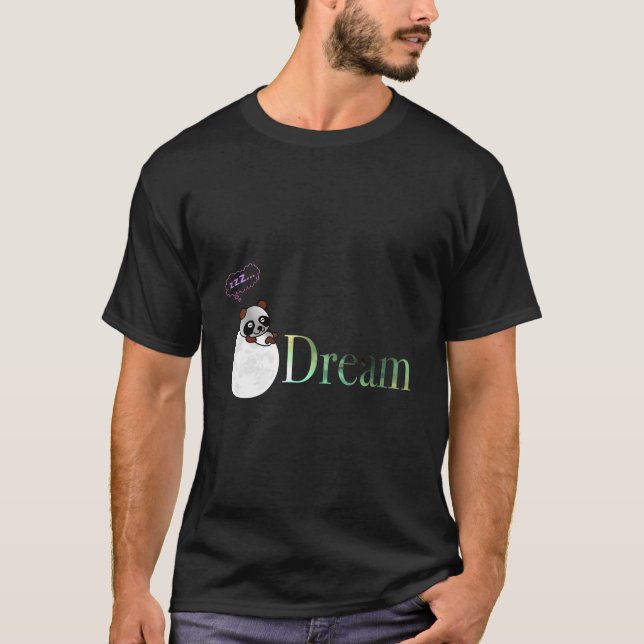 Camiseta Panda On A Moon T Dreams Kawaii (Frente)