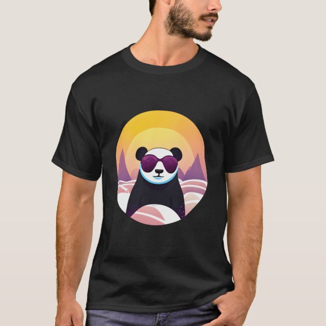 Camiseta Panda On Vacation Wearing Sunglasses (Frente)
