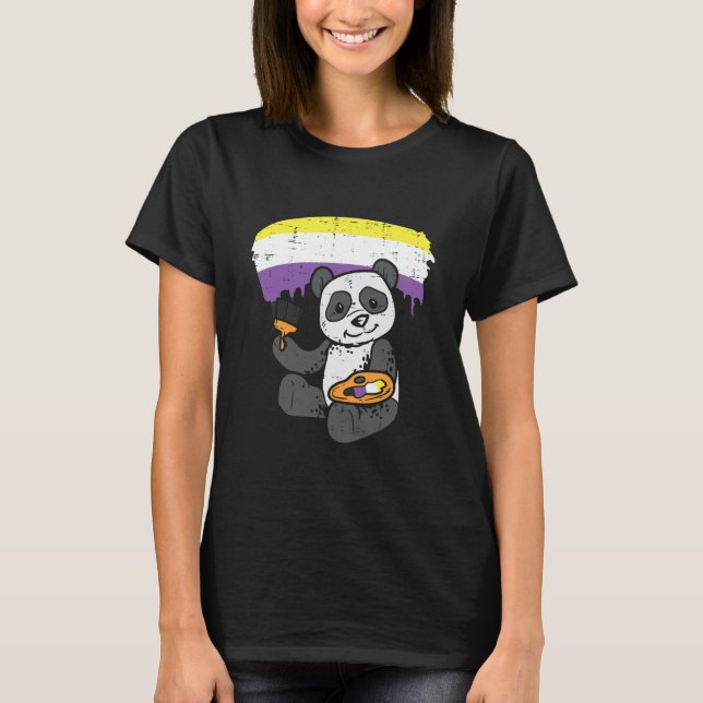 Camiseta Panda Painting Animal Lgbtq Nonbinary (Frente)