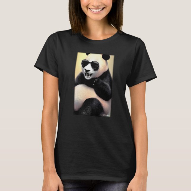 Camiseta Panda Panda Bear Óculos Solares Animais Selvagens  (Frente)