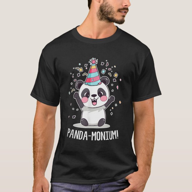 Camiseta Panda Panda-Monium Animal Pun Kawaii Coon (Frente)