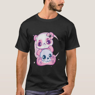 Camiseta Panda Pastel Gótico E Caveiras Anime Assustador Ga