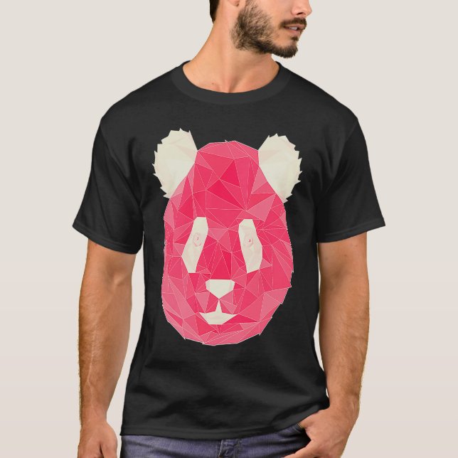 Camiseta Panda Pink Polygon Style (Frente)