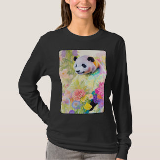 Camiseta Panda Portrait 7 Animal Flowers Wildlife Illustrat