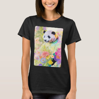 Camiseta Panda Portrait 7 Animal Flowers Wildlife Illustrat