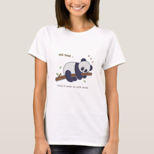 Camiseta Panda preguiçosa - Círculos Cansados e Escuros