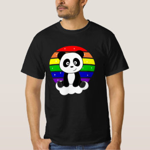 Camiseta Panda Rainbow Glitter Kawaii Pandas Colorido