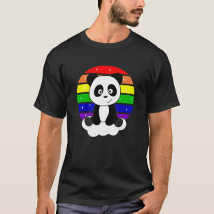 Camiseta Panda Rainbow Glitter Kawaii Pandas Colorido
