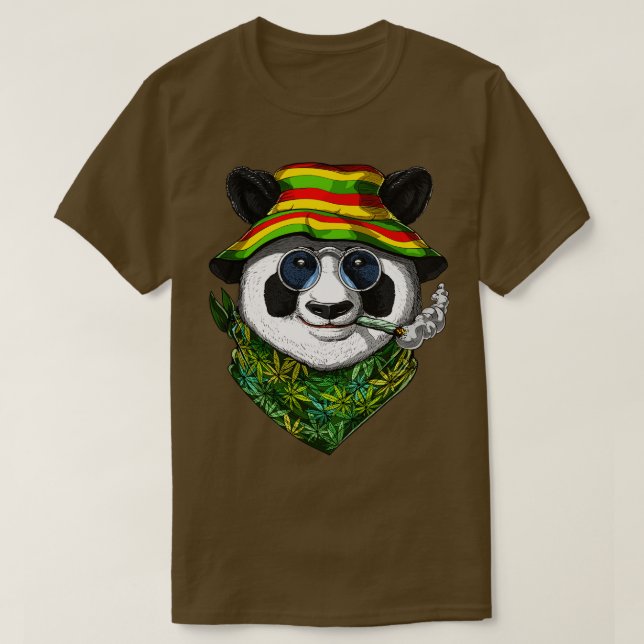 Camiseta Panda Rastafari Fumante (Frente do Design)