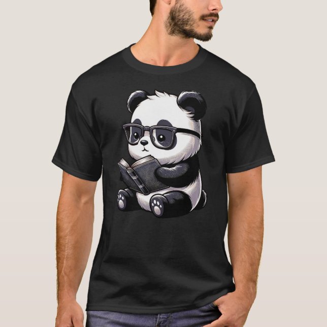 Camiseta Panda Reading Book Kawaii Bookworm Librarian (Frente)