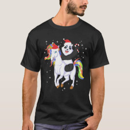 Camiseta panda riding unicorn christmas