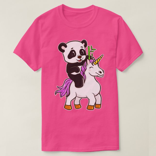 Camiseta Panda Riding Unicorn Cute Magical (Frente do Design)