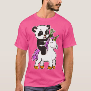 Camiseta Panda Riding Unicorn Cute Magical