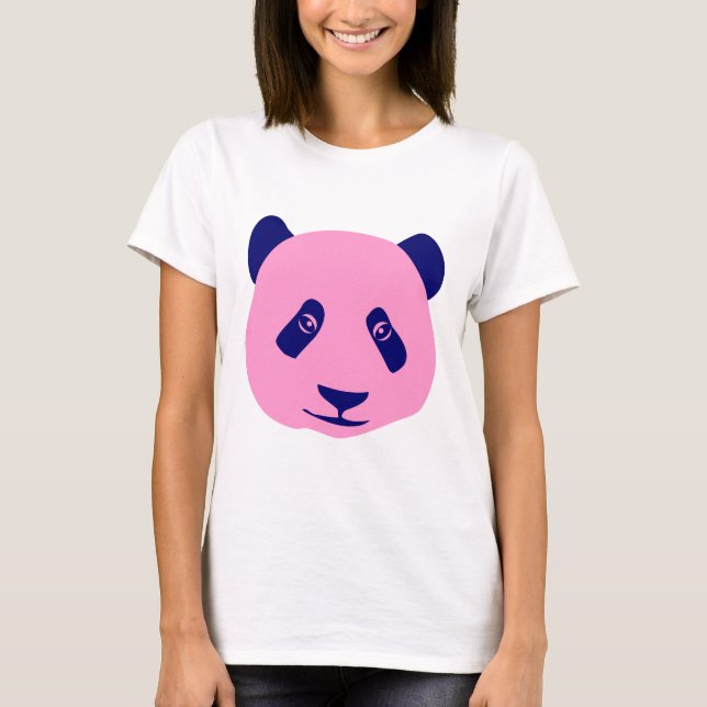 Camiseta Panda - Rosa e Azul Escuro (Frente)