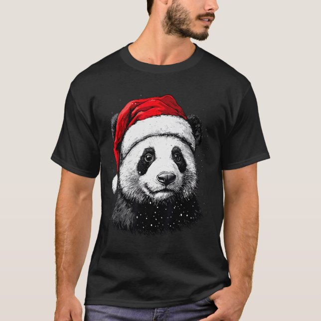 Camiseta Panda Santa Hat Funny Panda Lovers Christmas Xmas  (Frente)