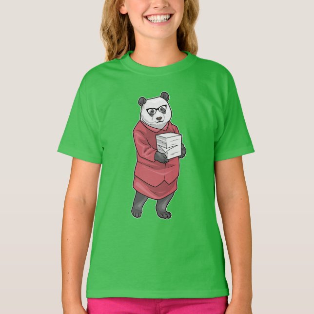 Camiseta Panda Secretária de Panda - Pilha de Papel (Frente)