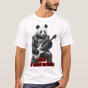 Camiseta Panda Selvagem toca Rock & Roll num Preto