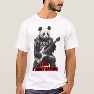 Camiseta Panda Selvagem toca Rock & Roll num Preto