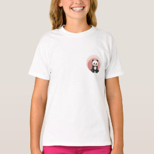 Camiseta Panda Sentado Círculo Rosa Crianças