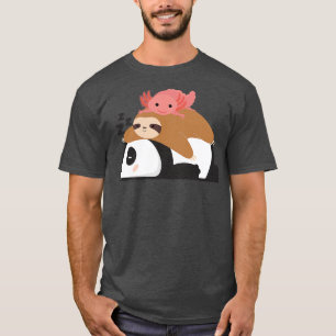 Camiseta Panda Sloth Axolotl Stack Engraçado