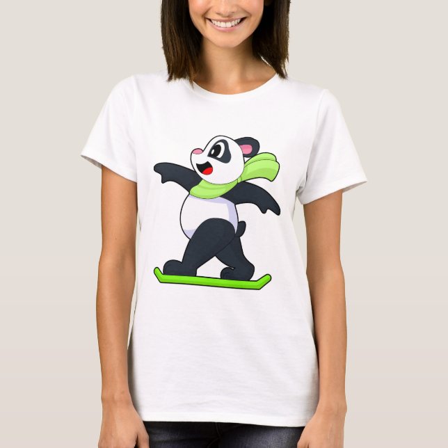 Camiseta Panda Snowboarder Snowboard Winter sports (Frente)
