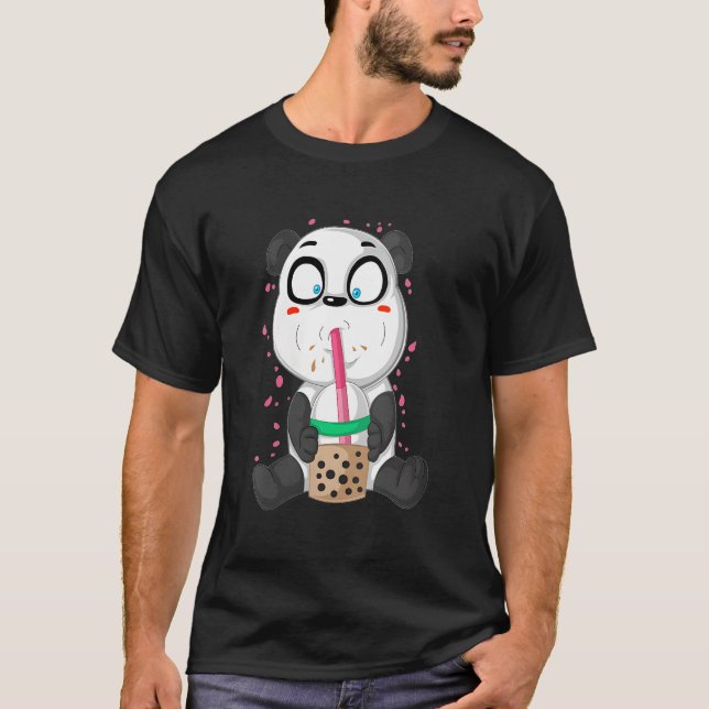 Camiseta Panda Soju Bambu Urso Chá Doce Coreano Bebendo (Frente)