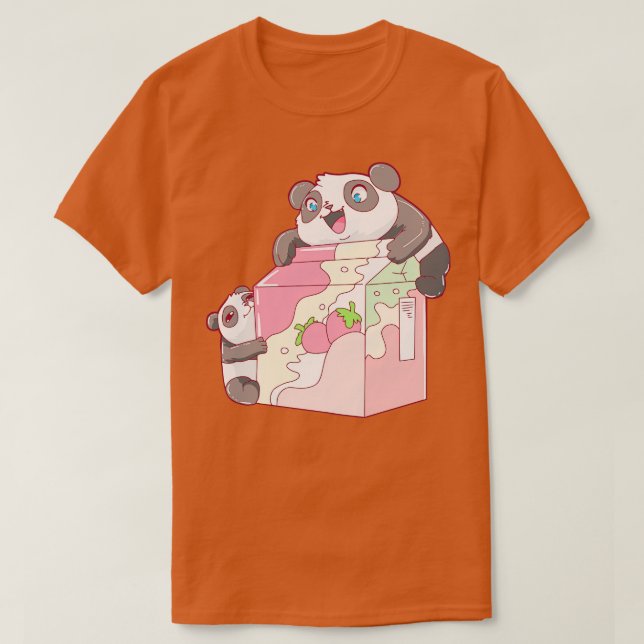 Camiseta Panda Strawberry milk Kawaii (Frente do Design)