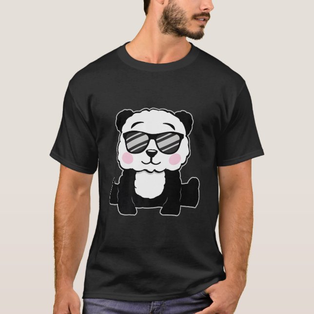 Camiseta Panda Sunglasses For And (Frente)