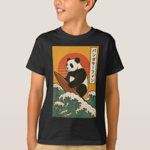 Camiseta Panda Surfando Onda Japonesa Grande Onda _7