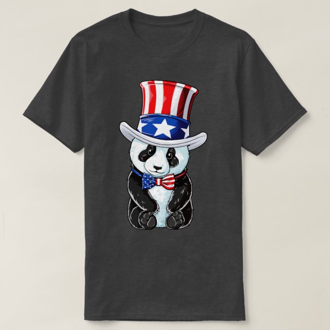 Camiseta Panda Tio Sam 4 de julho Homens Mulheres Crianças  (Frente do Design)
