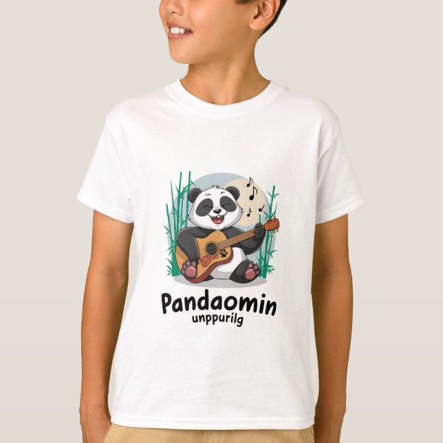 Camiseta Panda Tocando Violão - Panda Musical Cuta (Frente)