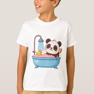 Camiseta panda toma banho crianças T-Shirt