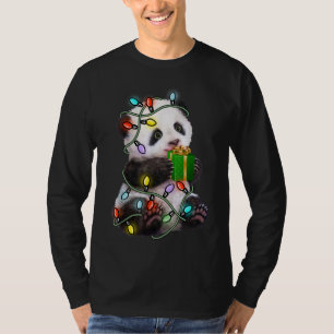 Camiseta Panda Tree Christmas Lights Xmas For Pet Lover
