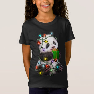 Camiseta Panda Tree Christmas Lights Xmas For Pet Lover