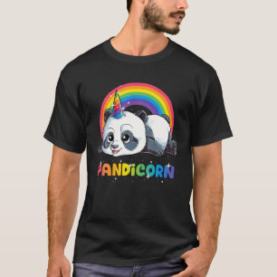 Camiseta Panda Unicorn Pandicorn Girls Mulheres Arco-Íris