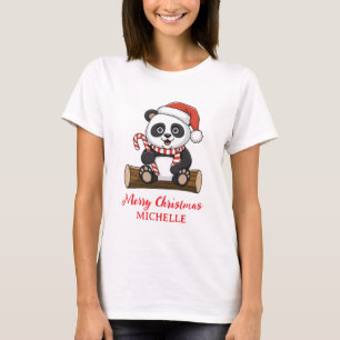Camiseta Panda Urso Bonito Natal Personalizado