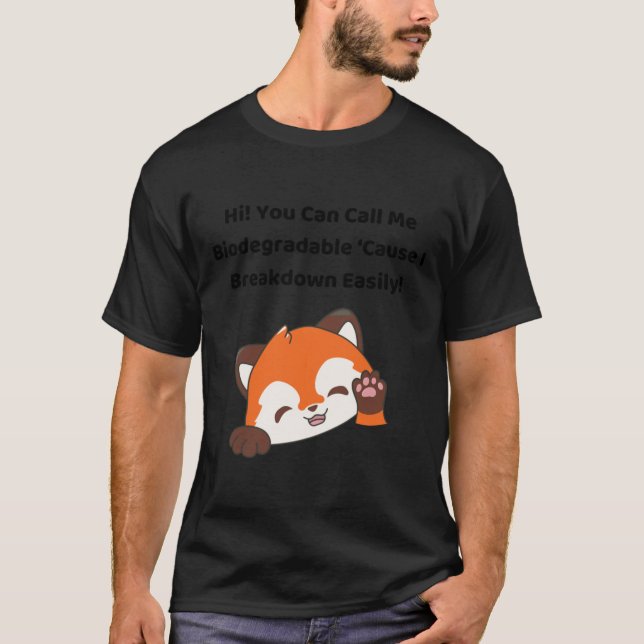 Camiseta Panda Vermelha Biodegradável! Vinheta verde fresca (Frente)