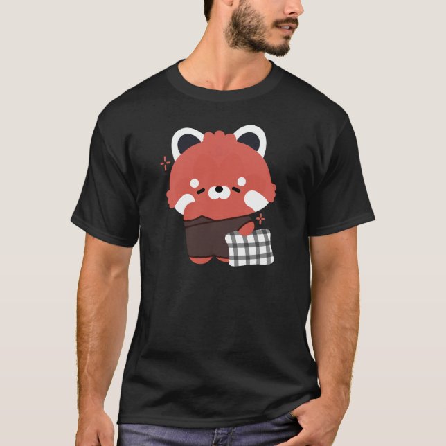 Camiseta Panda Vermelha Bonita com Sono (Frente)