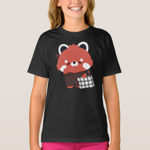 Camiseta Panda Vermelha Bonita com Sono