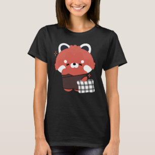 Camiseta Panda Vermelha Bonita com Sono