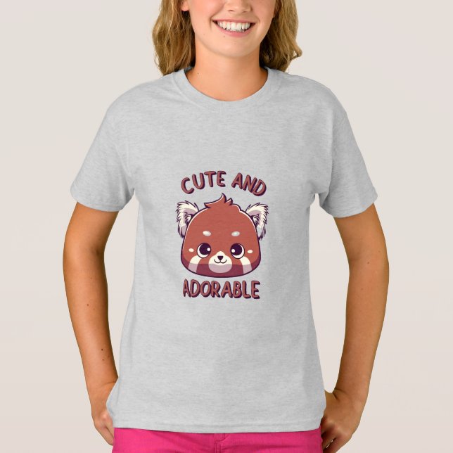 Camiseta Panda Vermelha Bonita e Adorável (Frente)