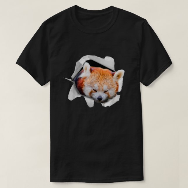 Camiseta Panda Vermelha Bonita Menor Panda Homens Mulheres  (Frente do Design)