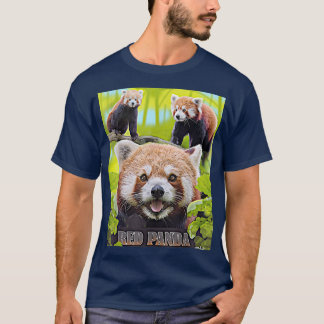 Camiseta Panda Vermelha Bonita Na Montagem Selvagem Ilustra
