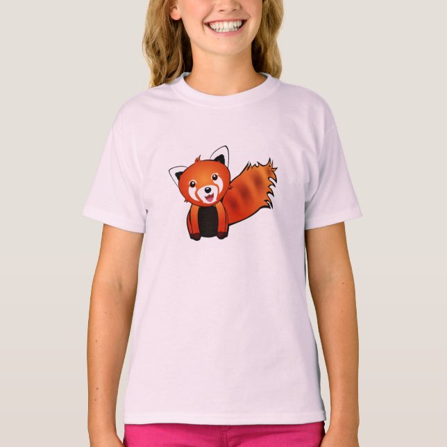 Camiseta Panda vermelha bonito (Frente)