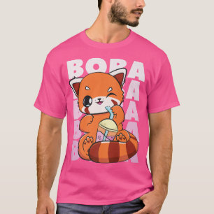 Camiseta Panda Vermelha Chinesa Boba Animação Cuta Pearl Bu